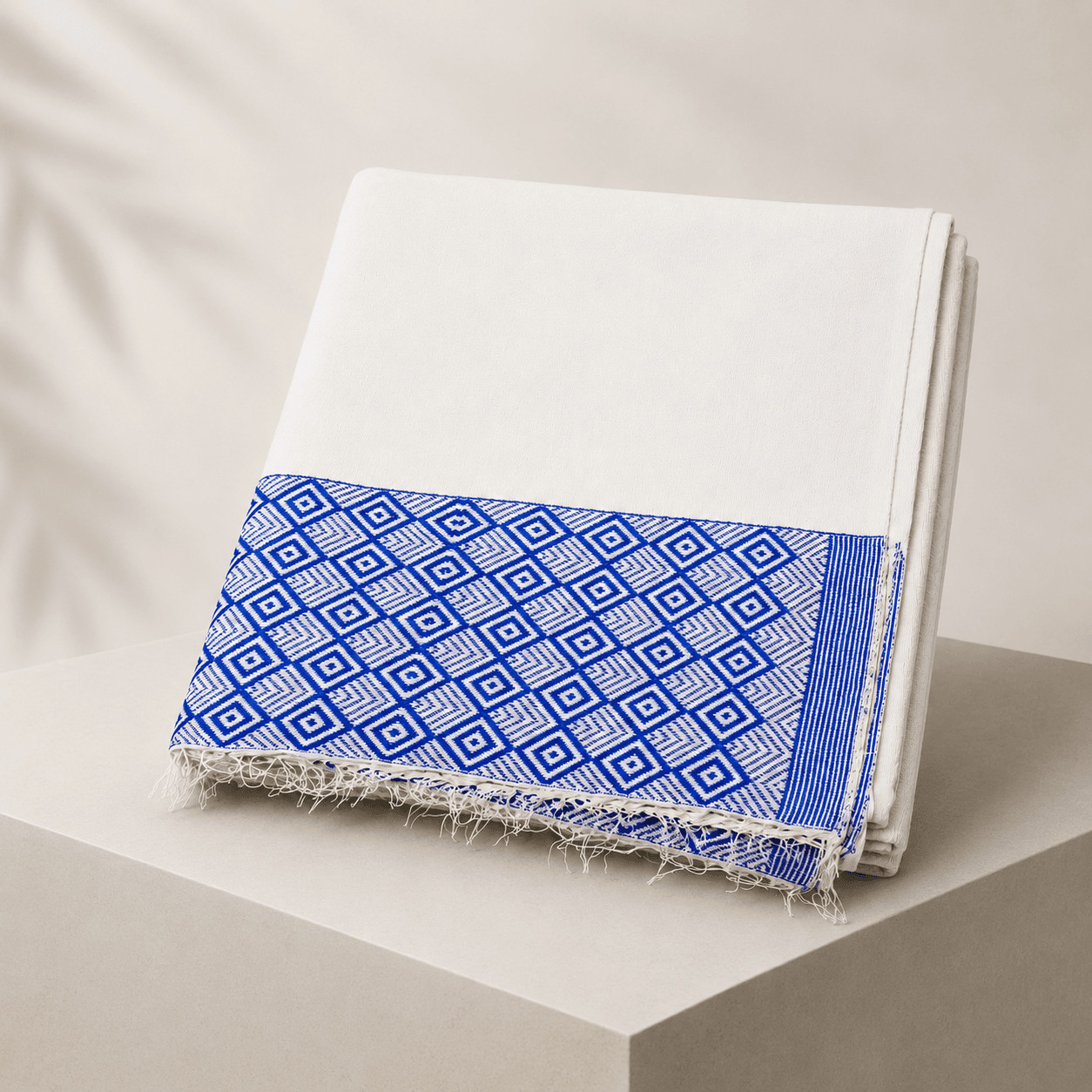 Netela – White with Blue Woven Border